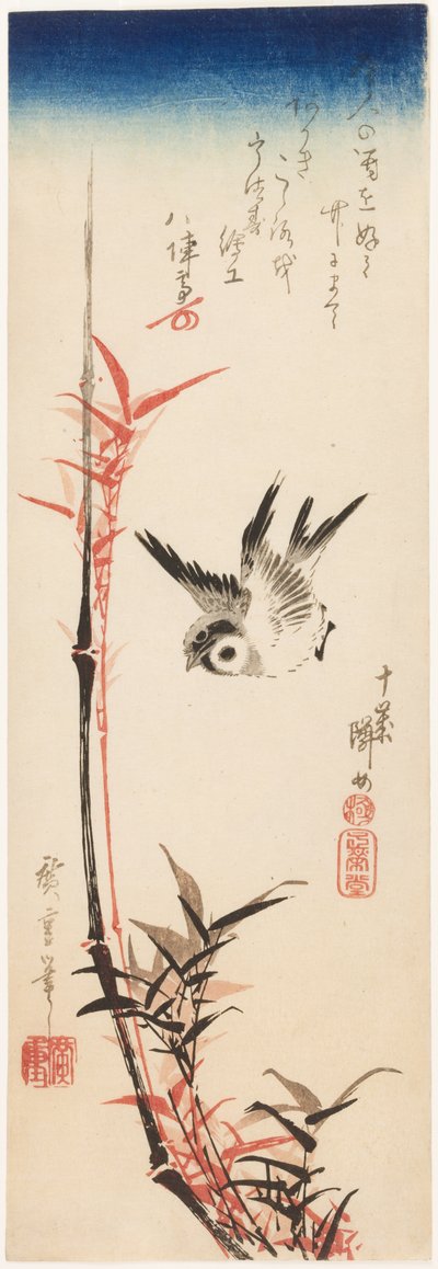 Veréb és bambusz alkotó: Utagawa Hiroshige