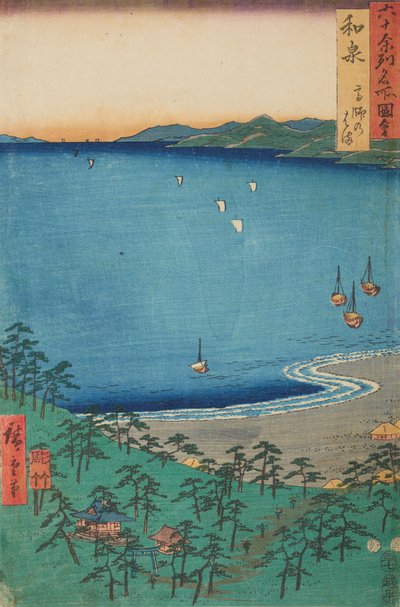 Takashi partja Izumi tartományban / Izumi Takashi no hama, a „Hatvanvalahány tartomány híres helyeinek látképei” sorozat 4. táblája / Rokuju yoshu meisho zue alkotó: Utagawa Hiroshige