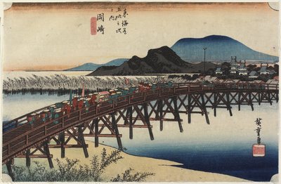 Yahagi B Ri dge, Okazaki, c. 1833 alkotó: Utagawa Hiroshige