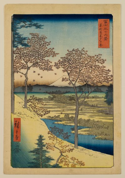 Yūhigaoka Megurónál, a Keleti Fővárosban, a „Harminchat látkép a Fudzsi-hegyről” sorozatból alkotó: Utagawa Hiroshige