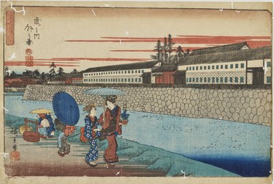 „Toranomon külső része” az „Edo legszebb látképei” című sorozatból alkotó: Utagawa Hiroshige