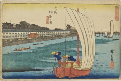„Homokzátony Ōhashi-nál” az „Edo legszebb látképei” című sorozatból alkotó: Utagawa Hiroshige