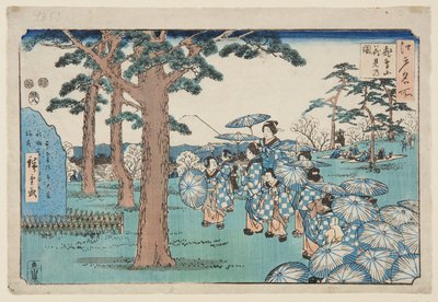 Cseresznyevirág megtekintése az Asuka-dombon (Asukayama hanami no zu) (színes fatömbnyomat) alkotó: Utagawa II Hiroshige