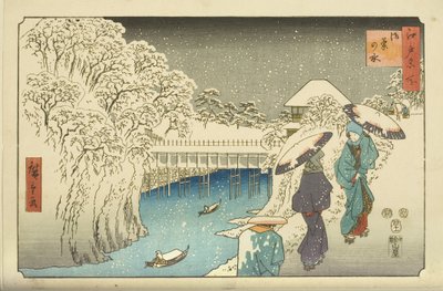 Ochanomizu (színes fatömbnyomat) alkotó: Utagawa II Hiroshige