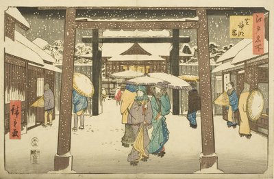 Shinmei szentély Shibában (Shiba Shinmeig?) (színes fatömbnyomat) alkotó: Utagawa II Hiroshige
