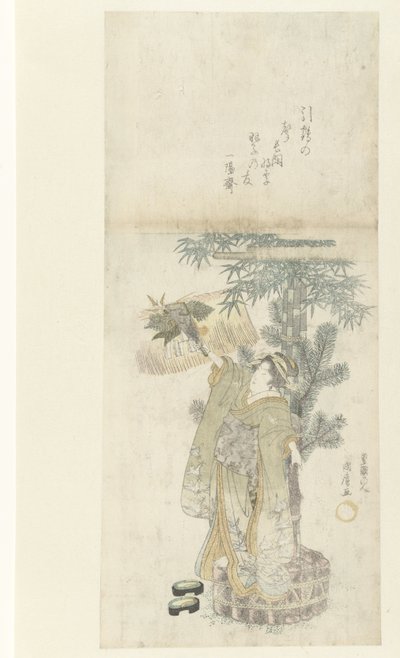 Fiatal nő játszik Battledore alkotó: Utagawa Kunihiro