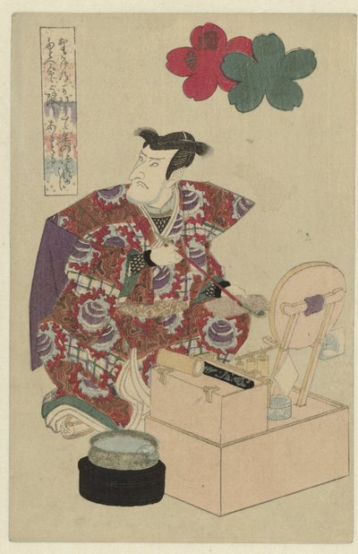 Férfi a fésülködőasztalánál Sekidera templom (cím a tárgyon) alkotó: Utagawa Kunisada (I) (attributed to)