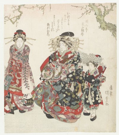udvarhölgy két szobalánnyal alkotó: Utagawa Kunisada (I)