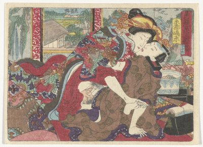 A megállóhely Kiotó Az erotikus út a fővárosba (sorozat címe) alkotó: Utagawa Kunisada (I)