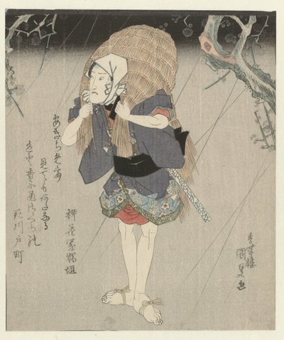 Férfi szalma esőkabátban alkotó: Utagawa Kunisada (I)