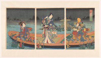 Az ellenséges hullámok közelednek Genji modern herceghez Imayo Genji yoseru adanami (cím a tárgyon) alkotó: Utagawa Kunisada (I)