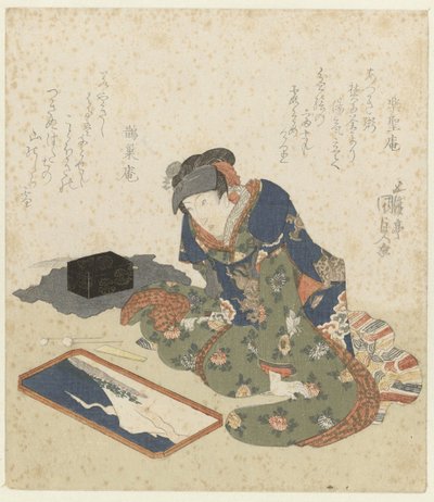 Nő homokfestményt készít alkotó: Utagawa Kunisada (I)