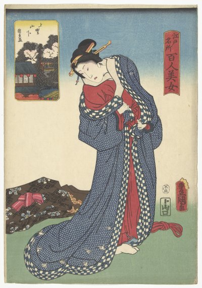 Yamashita Uenóban Ueno Yamashita (cím az objektumon) Hasonlítson össze száz szépséget Edo híres helyeivel (sorozat címe) Edo meisho hyakunin bijo (sorozat címe az objektumon) alkotó: Utagawa Kunisada (I)