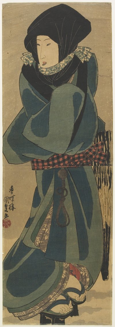 (Nő köpenyben és csuklyában), 1830-1844 körüli évek alkotó: Utagawa Kunisada