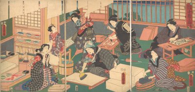 Kézművesek, A négy osztály korszerű paródiája sorozatból, 19. század., 19. század. alkotó: Utagawa Kunisada
