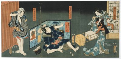 Színházi jelenet, 1844 alkotó: Utagawa Kunisada