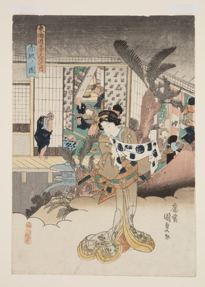 Akasaka kilátása (Akasaka no zu) (színes fatömbnyomat) alkotó: Utagawa Kunisada