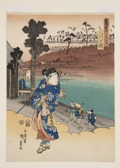 Kilátás Futakawára (Futakawa no zu) (színes fatömbnyomat) alkotó: Utagawa Kunisada