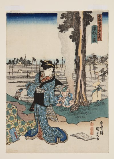 Hamamatsu kilátása (Hamamatsu no zu) (színes fatömbnyomat) alkotó: Utagawa Kunisada