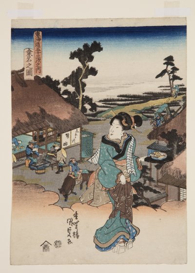 Kuwana kilátása (Kuwana no zu) (színes fatömbnyomat) alkotó: Utagawa Kunisada