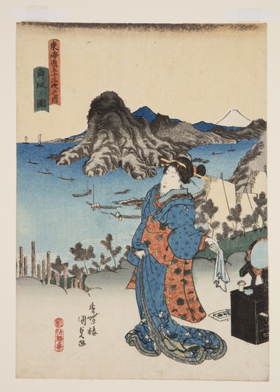 Maisaka látképe (Maisaka no zu) (színes fatömbnyomat) alkotó: Utagawa Kunisada