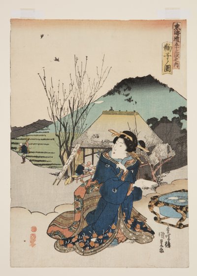 Mariko (Mariko no zu) látképe (színes fatömbnyomat) alkotó: Utagawa Kunisada