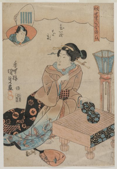 Nő a Go játékra készül. alkotó: Utagawa Kunisada