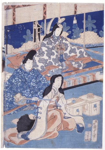A tavasz köszöntése virággyűjtéssel (Hana Soroi Haru No Taimen) (színes fanyomat) alkotó: Utagawa Kunisada II