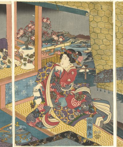 Virágok Hó, hold és virágok (sorozat címe) alkotó: Utagawa Kuniteru