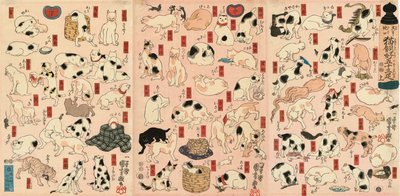 55 macska, amely a Tokaido ötvenhárom állomását képviseli alkotó: Utagawa Kuniyoshi