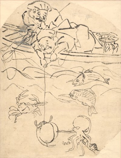 Daikoku és Ebisu, a boldogság hét istene közül kettő alkotó: Utagawa Kuniyoshi