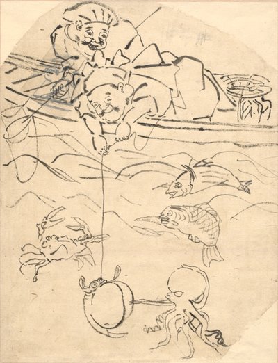 Daikoku és Ebisu, a boldogság hét istene közül kettő. alkotó: Utagawa Kuniyoshi