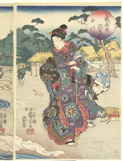 Chofu Tama Rivier, Robin Shie Musashi Tama folyó Chofuban, Musashi tartományban (Blood Sound Obje CT) alkotó: Utagawa Kuniyoshi