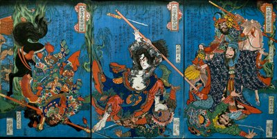 Hakukaja Yōshun és Shinki Gunshi Shubu (jobbra) alkotó: Utagawa Kuniyoshi