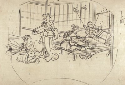 Hataori (szövőszéken való szövés) alkotó: Utagawa Kuniyoshi