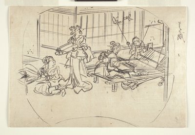 Hataori (szövés szövőszéken) 1840 körül (tinta papíron) alkotó: Utagawa Kuniyoshi