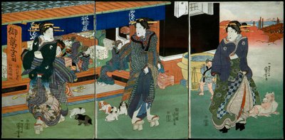 A Funabashiya édességbolt előtt alkotó: Utagawa Kuniyoshi