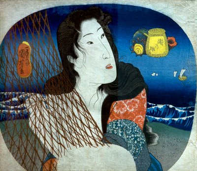 A tengerpart ékköve (Nagisa no tama), 1836 körül alkotó: Utagawa Kuniyoshi