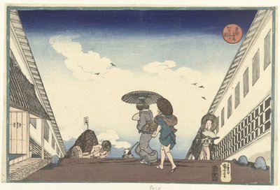 Kasumigaseki (cím a tárgyon) Híres helyek a keleti fővárosban (sorozat címe) Toto meisho (sorozat címe az objektumon) alkotó: Utagawa Kuniyoshi