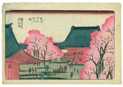 A Tsukiji Honganji templom főkapuja alkotó: Utagawa Kuniyoshi