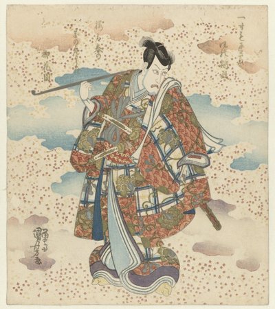 Férfi hosszú pipával alkotó: Utagawa Kuniyoshi
