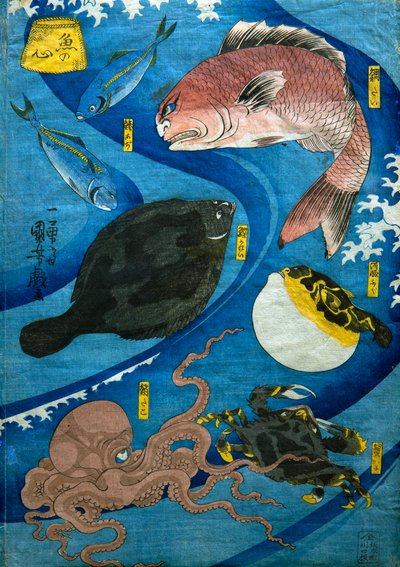 Halászok (Uo no kokoro), 1842 körül alkotó: Utagawa Kuniyoshi