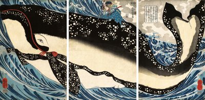 Miyamoto no Musashi Attacking the Giant Bhale alkotó: Utagawa Kuniyoshi