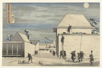 Éjszakai támadás a Chushingura színdarab tizenegyedik felvonásában Chushingura juichidanme youchi no zu (cím a tárgyon) alkotó: Utagawa Kuniyoshi