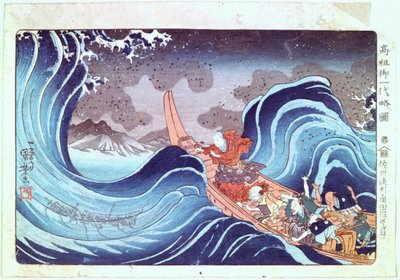 Nichiren A vihar csillapítása, 19. század alkotó: Utagawa Kuniyoshi