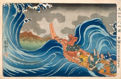 Nichiren Calming the Storm, 1830-as évek. alkotó: Utagawa Kuniyoshi