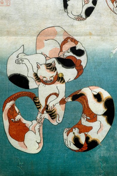 Octopus Series macskák írott karaktereket formáló (Neko no ateji), 1842 körül alkotó: Utagawa Kuniyoshi
