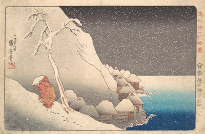 Nichiren pap száműzetésben a Sado-szigeten, kb. 1830. alkotó: Utagawa Kuniyoshi
