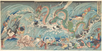 Az ellopott ékszer visszaszerzése a Sárkánykirály palotájából alkotó: Utagawa Kuniyoshi