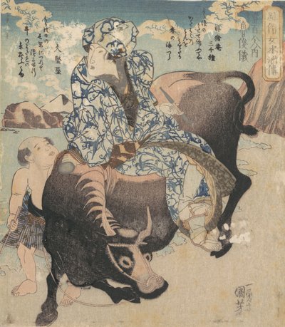 Roshungi kínai, Lu Zhunyi, mint egy bivalyon lovagló nő. alkotó: Utagawa Kuniyoshi